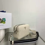 Replica Prada Leather bag with shoulder strap 1BH082 Beige